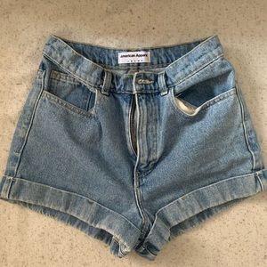 American Apparel Lightw denim high waisted shorts